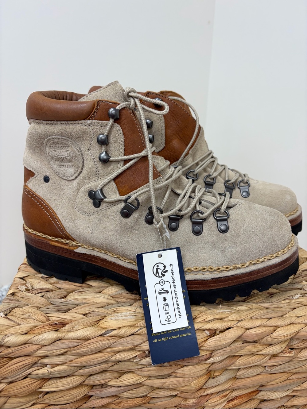 Ralph Lauren Beige Suede with Brown Leather Hiking Boots
